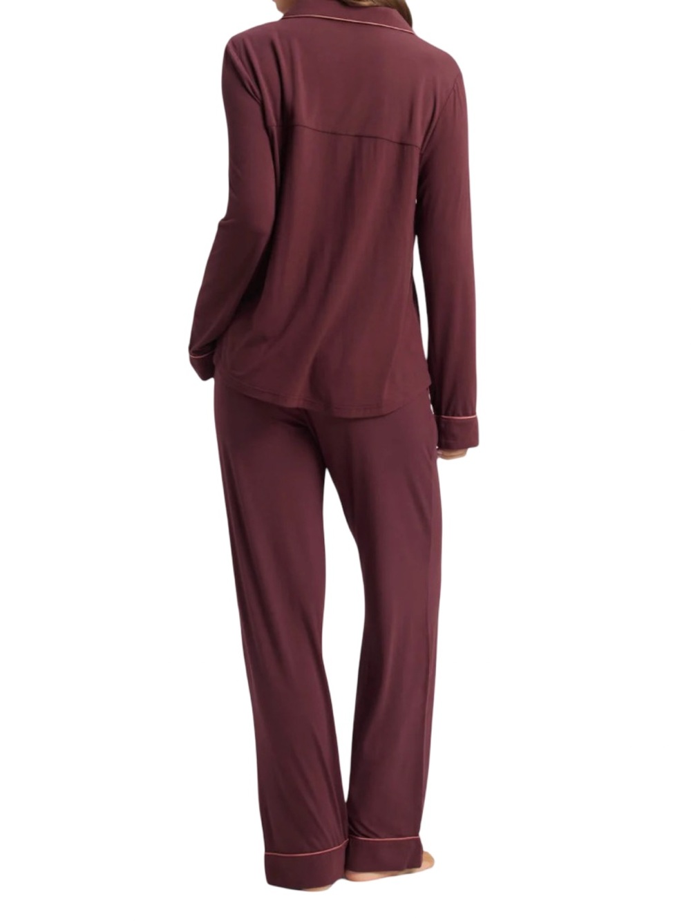 Cozy Earth NWT Bamboo Stretch-Knit Classic Long Sleeve PJ Set Burgundy Size M - Picture 3 of 10